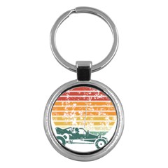 Vintage Rc Cars T- Shirt Vintage Sunset  Classic Rc Buggy Racing Cars Addict T- Shirt Key Chain (round) by ZUXUMI