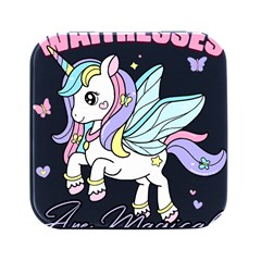 Waitress T- Shirt Awesome Unicorn Waitresses Are Magical For A Waiting Staff T- Shirt Square Metal Box (black)