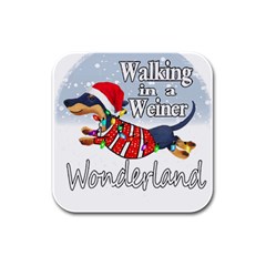 Weiner T- Shirt Walking In A Weiner Wonderland T- Shirt (1) Weiner T- Shirt Walking In A Weiner Wonderland T- Shirt Rubber Square Coaster (4 pack)