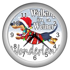 Weiner T- Shirt Walking In A Weiner Wonderland T- Shirt (1) Weiner T- Shirt Walking In A Weiner Wonderland T- Shirt Wall Clock (Silver)