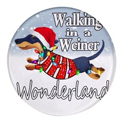 Weiner T- Shirt Walking In A Weiner Wonderland T- Shirt (1) Weiner T- Shirt Walking In A Weiner Wonderland T- Shirt Round Glass Fridge Magnet (4 pack)