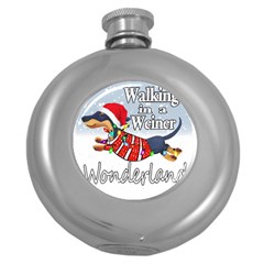 Weiner T- Shirt Walking In A Weiner Wonderland T- Shirt (1) Weiner T- Shirt Walking In A Weiner Wonderland T- Shirt Welder T- Shirt Funny Welder T- Shirt Round Hip Flask (5 oz)