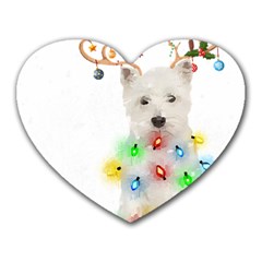 West Highland White Terrier Dog Snow T- Shirt West Highland White Terrier Dog Snow Reindeer Santa Ha Heart Mousepad by ZUXUMI