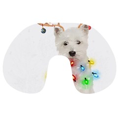 West Highland White Terrier Dog Snow T- Shirt West Highland White Terrier Dog Snow Reindeer Santa Ha Travel Neck Pillow by ZUXUMI