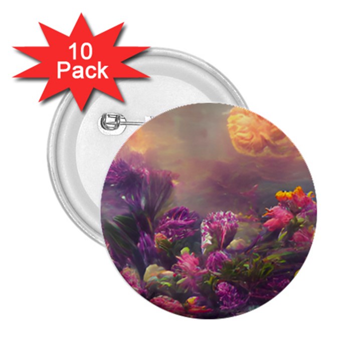 Floral Blossoms  2.25  Buttons (10 pack) 