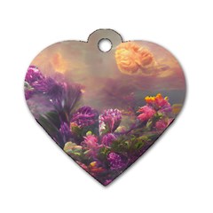 Floral Blossoms  Dog Tag Heart (one Side)