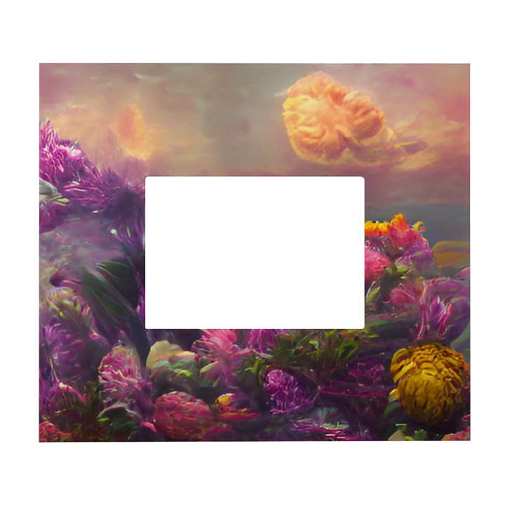 Floral Blossoms  White Wall Photo Frame 5  x 7 