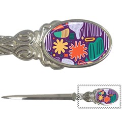 Colorful Shapes On A Purple Background Letter Opener by LalyLauraFLM