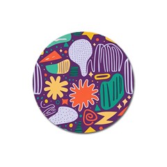 Colorful Shapes On A Purple Background Magnet 3  (round) by LalyLauraFLM