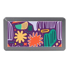 Colorful Shapes On A Purple Background Memory Card Reader (mini) by LalyLauraFLM