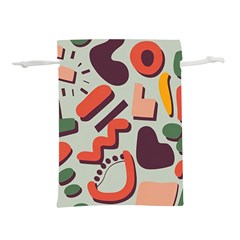 Shapes In Retro Colors On A Green Background Lightweight Drawstring Pouch (l)