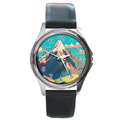 Mountain Mount Fuji Round Metal Watch by Pakjumat