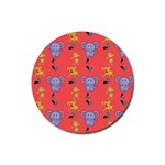 Elephant Monkey Dog Cartoon Rubber Round Coaster (4 pack) Front