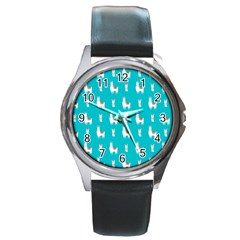 Lama Alpaca Animal Pattern Design Round Metal Watch
