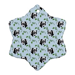 Animal Panda Bamboo Seamless Pattern Snowflake Ornament (two Sides) by Pakjumat