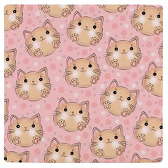 Cat Pattern Pink Cartoon Uv Print Square Tile Coaster  by Pakjumat