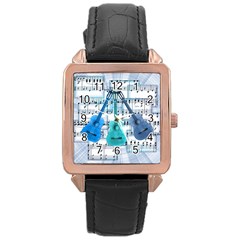 Guitar Acoustic Music Art Rose Gold Leather Watch  by Pakjumat