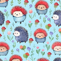 Hedgehogs Animal Play Mat (rectangle) by Pakjumat