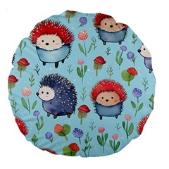 Hedgehogs Animal Large 18  Premium Round Cushions by Pakjumat