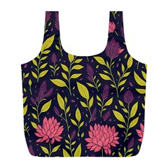 Flower Pattern Design Full Print Recycle Bag (l) by Pakjumat