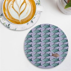 Fishes Pattern Background Theme UV Print Round Tile Coaster