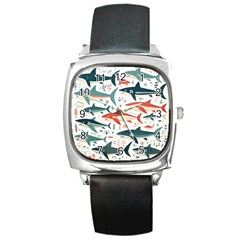 Fish Shark Animal Pattern Square Metal Watch by Pakjumat