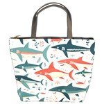 Fish Shark Animal Pattern Bucket Bag Front