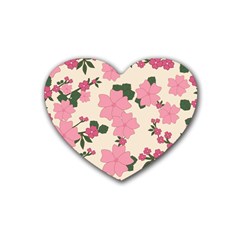 Floral Vintage Flowers Rubber Heart Coaster (4 Pack) by Dutashop