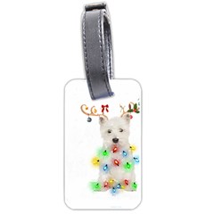 West Highland White Terrier Dog Snow T- Shirt West Highland White Terrier Dog Snow Reindeer Santa Ha Luggage Tag (one Side) by ZUXUMI