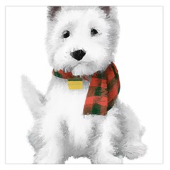 West Highland White Terrier T- Shirt Cute West Highland White Terrier Drawing T- Shirt Square Satin Scarf (36  X 36 ) by ZUXUMI