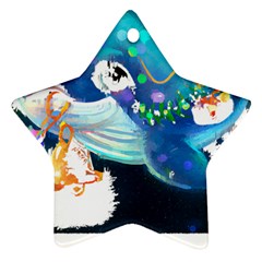 Whale T- Shirt Cute Whale Drawing T- Shirt (1) Star Ornament (two Sides) by ZUXUMI