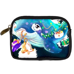 Whale T- Shirt Cute Whale Drawing T- Shirt (1) Digital Camera Leather Case by ZUXUMI