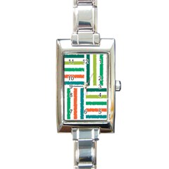 Striped Colorful Pattern Graphic Rectangle Italian Charm Watch by Pakjumat