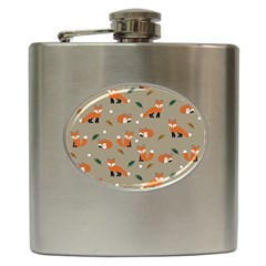 Fox Pattern Texture Hip Flask (6 Oz) by Pakjumat