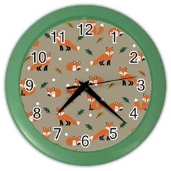 Fox Pattern Texture Color Wall Clock by Pakjumat