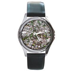 Climbing Plant At Outdoor Wall Round Metal Watch by dflcprintsclothing