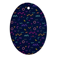 Scribble Pattern Texture Oval Ornament (two Sides) by Pakjumat