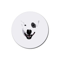 Bull Terrier T- Shirt White Look Calm Bull Terrier 23 T- Shirt Rubber Coaster (round) by EnriqueJohnson