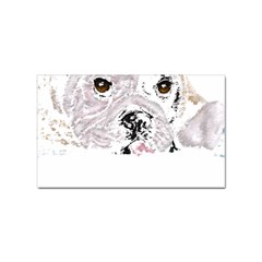 Bulldog T- Shirt Painting Of A Brown And White Bulldog Lying Down With His Tongue Out T- Shirt Sticker (rectangular)