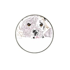 Bulldog T- Shirt Painting Of A Brown And White Bulldog Lying Down With His Tongue Out T- Shirt Hat Clip Ball Marker by EnriqueJohnson