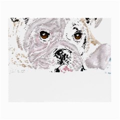 Bulldog T- Shirt Painting Of A Brown And White Bulldog Lying Down With His Tongue Out T- Shirt Small Glasses Cloth (2 Sides) by EnriqueJohnson