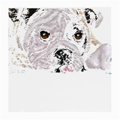 Bulldog T- Shirt Painting Of A Brown And White Bulldog Lying Down With His Tongue Out T- Shirt Medium Glasses Cloth (2 Sides) by EnriqueJohnson