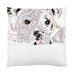 Bulldog T- Shirt Painting Of A Brown And White Bulldog Lying Down With His Tongue Out T- Shirt Standard Cushion Case (one Side) by EnriqueJohnson