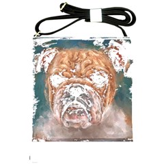 Bulldog T- Shirt Painting Of A Bulldog With Angry Face T- Shirt Shoulder Sling Bag