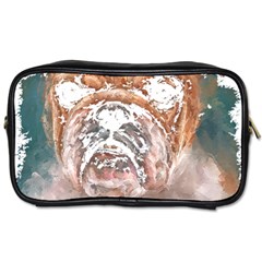 Bulldog T- Shirt Painting Of A Bulldog With Angry Face T- Shirt Toiletries Bag (two Sides) by EnriqueJohnson