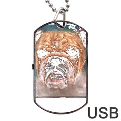 Bulldog T- Shirt Painting Of A Bulldog With Angry Face T- Shirt Dog Tag Usb Flash (one Side) by EnriqueJohnson