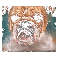 Bulldog T- Shirt Painting Of A Bulldog With Angry Face T- Shirt Premium Plush Fleece Blanket (small) by EnriqueJohnson