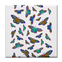 Butterflies T- Shirt Colorful Butterflies In Rainbow Colors T- Shirt Tile Coaster