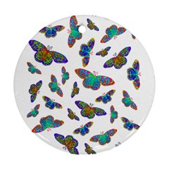Butterflies T- Shirt Colorful Butterflies In Rainbow Colors T- Shirt Ornament (Round)