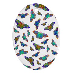 Butterflies T- Shirt Colorful Butterflies In Rainbow Colors T- Shirt Ornament (Oval)